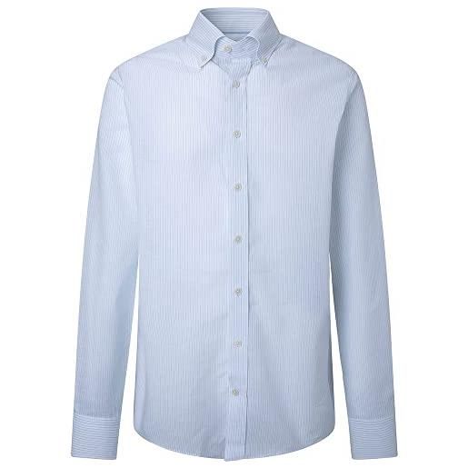 Hackett London gessato fiammato camicia, blu/bianco, s uomo