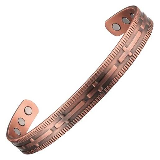 MagEnergy bracciale in rame per uomo donna, braccialetto in rame puro, regolabile con 6 potenti magneti