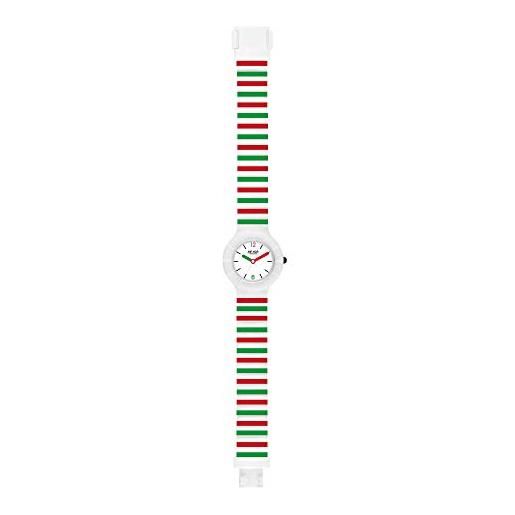HIP HOP orologio donna insieme per l'italia quadrante mono-colore bianco movimento solo tempo - 3h quarzo e cinturino silicone stampato multicolore hwu1012