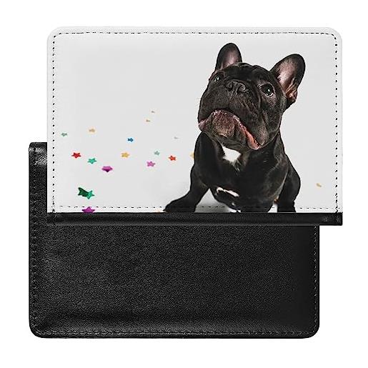 Generic porta passaporto bulldog nero custodia protettiva per carte di credito denaro imbarco