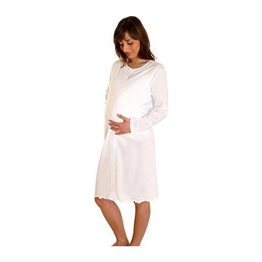Premamy - camicia clinica per premaman, modello aperto davanti, cotone jersey, pre-post parto - bianco - viii (xxxl)
