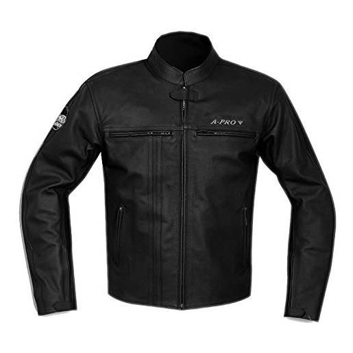A-Pro giacca moto pelle protezioni omologate custom naked vintage retro' nero s