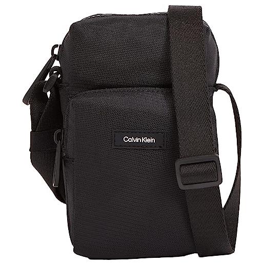 Calvin Klein borsa a tracolla uomo reporter piccola, nero (ck black), taglia unica