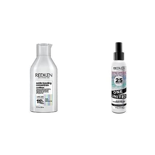 Redken | balsamo professionale acidic bonding concentrate abc, per tutti i tipi di capelli danneggiati, 300 ml & trattamento professionale, spray multi-beneficio per tutti i capelli, 150 ml