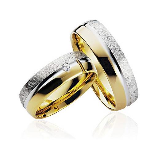 JC Trauringe jc coppia di fedi nuziali in argento 925 placcato oro, con diamante e incisione, anelli di fidanzamento, anelli di fidanzamento brillanti, anelli per matrimonio, anelli, platino oro bianco p914-g