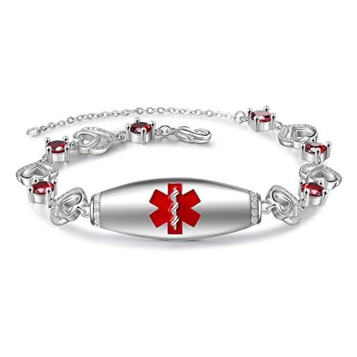 lorajewel braccialetto di allarme medico personalizzare bracciale da uomo e donna nastro braccialetto di rame sos di emergenza festa del papà festa della mamma regalo (2#)