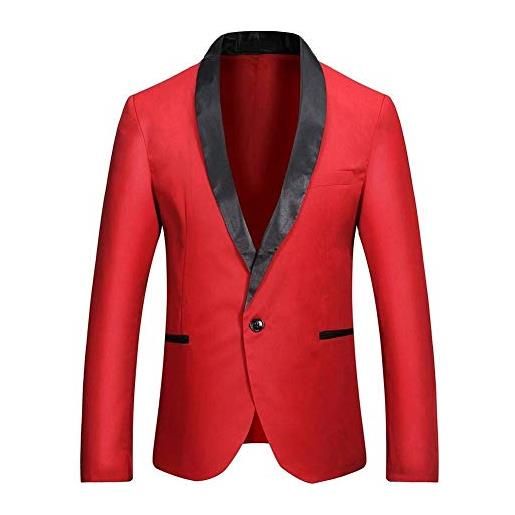 Huixin cappotto da uomo primavera autunno slim da ragazzo lavoro fit giacca tinta unita casual button revel a maniche lunghe blazer outwear (color: winered, size: xl)