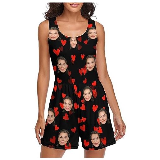 Naispanda pigiama per il viso personalizzato pigiama con foto personalizzato pigiama corto da donna cinturino per spaghetti cami party pj regalo per la festa della mamma amante