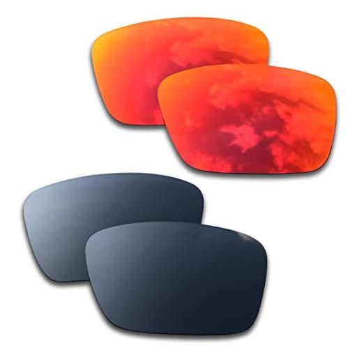 SOODASE per oakley fuel cell occhiali da sole rosso/nero 2 coppie lenti di ricambio polarizzate