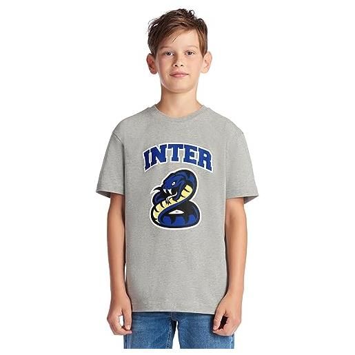 Inter t-shirt, bambino/a, prodotto ufficiale, design con biscione collezione esclusiva back to stadium, 100% cotone, adatta a tutti i tifosi nerazzurri