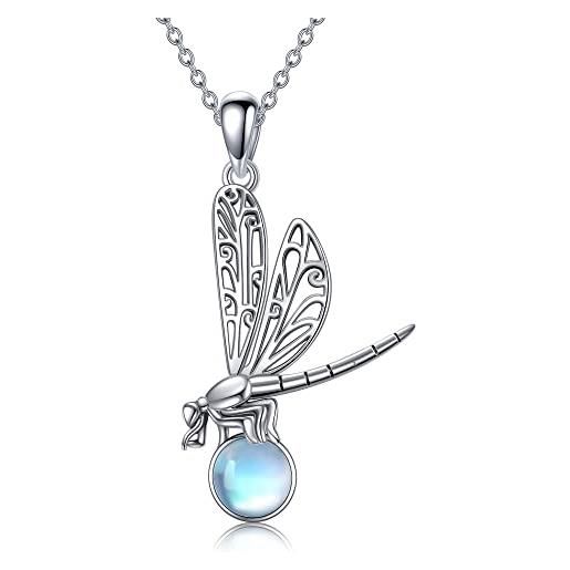 VENACOLY collana con libellula collana con pendente a forma di libellula in argento sterling collana con pietra di luna gioielli con libellula regali per le donne