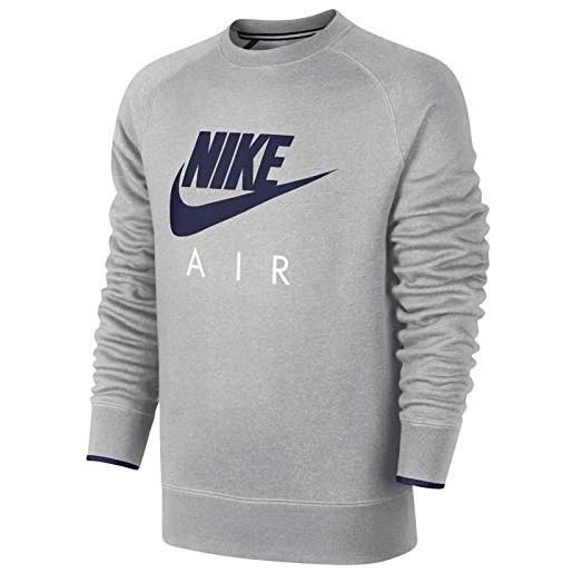 Nike, aw77 fleece crew air heritage, pullover in pile da allenamento, da uomo, uomo, negro/azul