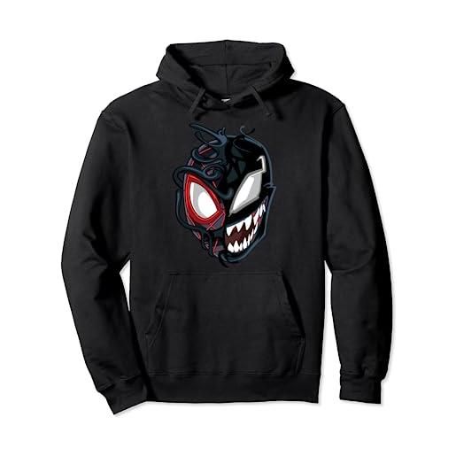 Marvel spider-man venom miles split face felpa con cappuccio