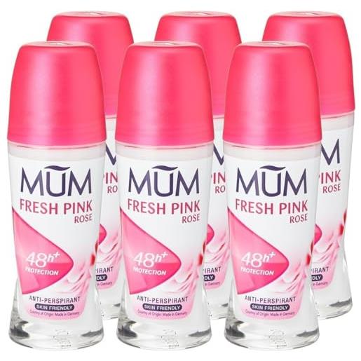 Mum, deodorante roll-on fresh pink, 50 ml, confezione da 6