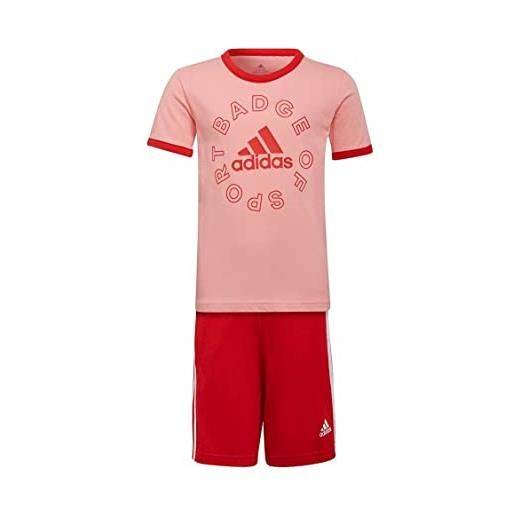 adidas lk logo set tuta, rosa/rosso (rosglo/rojin), 8 anni unisex-bimbi