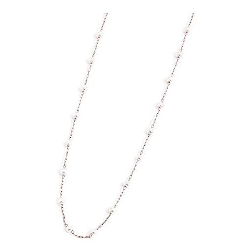 MARLU' collana acciaio pvd oro rosa 90 cm con perle di marlù, 2co0066r-w