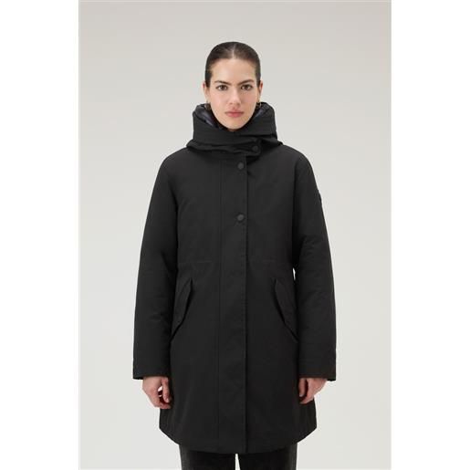 Woolrich donna military parka 3 in 1 in ramar cloth con giacca trapuntata removibile nero taglia m