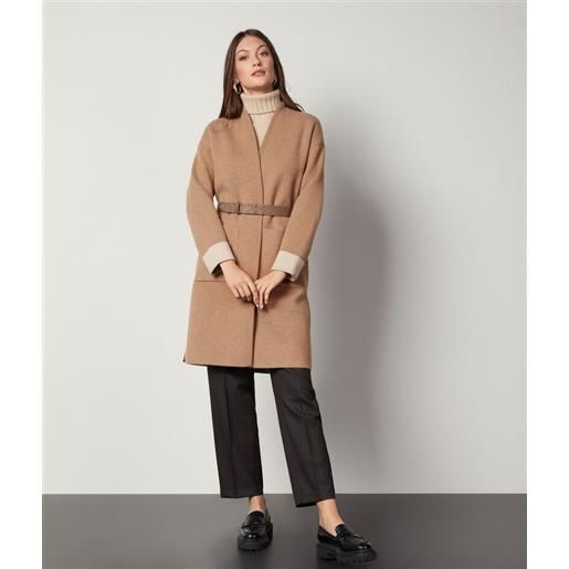Falconeri cappotto in cashmere ultrasoft double face rhum/vaniglia light