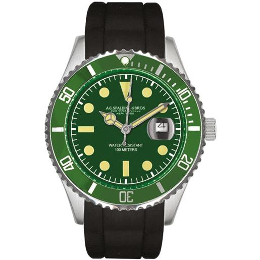 AG Spalding & Bros miami data time orologio sportivo, gmt hulk verde