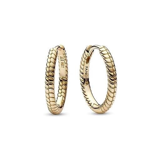 PANDORA orecchini a cerchio moments in maglia snake placcati in oro 14k