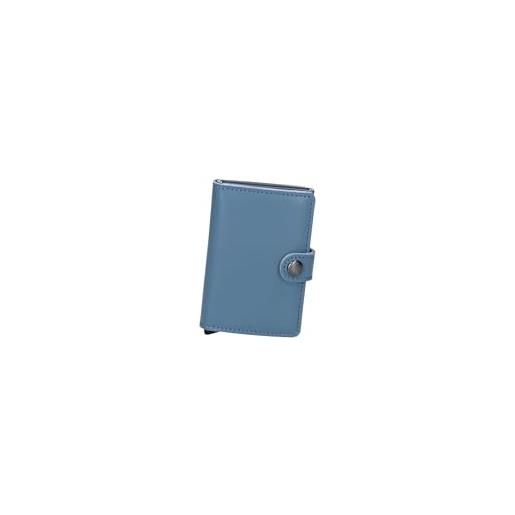 Secrid portafoglio Secrid in pelle con finitura lucida, può contenere 4 carte in rilievo o 6 carte lisce e altre 4 carte supplementari, portabanconote, chiusura con bottone, colore blu blu ice blue