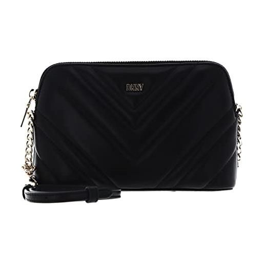 DKNY madison dome crossbody bag with adjustable chain strap in lamb nappa leather, donna, nero/oro, one. Size
