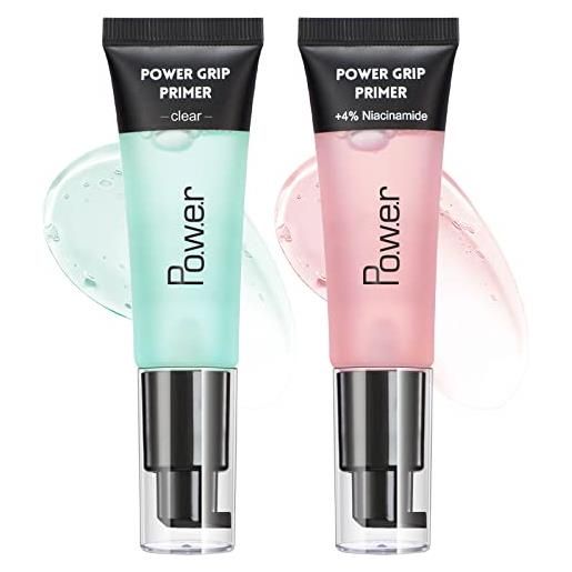 Erinde power grip hydrating face primer gel - promotes long-wear and smooth skin, perfect base for wrinkles with gripping makeup. Ideal for all skin types, moisturizes for flawless look #green + #pink