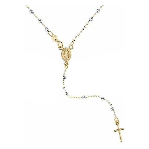 OmniaOro rosario in oro giallo e bianco 18 carati con sfere lucide