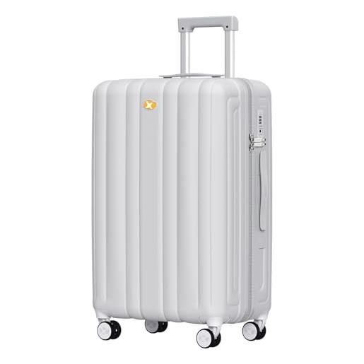 MGOB valigia bagaglio a mano 15pc trolley rigido valigie da cabina 4 ruote universale tsa lucchetto ultra leggero (argento, 66cm)