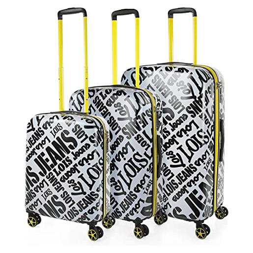 Lois - set valigia media e valigia bagaglio a mano. Set valigie rigide per viaggi aereo - set trolley valigia rigida - set valigie rigide con lucchetto 171500, bianco e nero