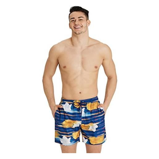 Arena men's beach boxer allover, pantaloncino da spiaggia uomo, navy multi, s
