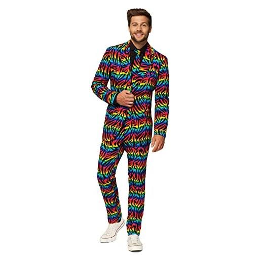 OppoSuits crazy prom abiti da uomo wild rainbow - viene fornito con giacca, pantaloni e cravatta in divertenti disegni, 36