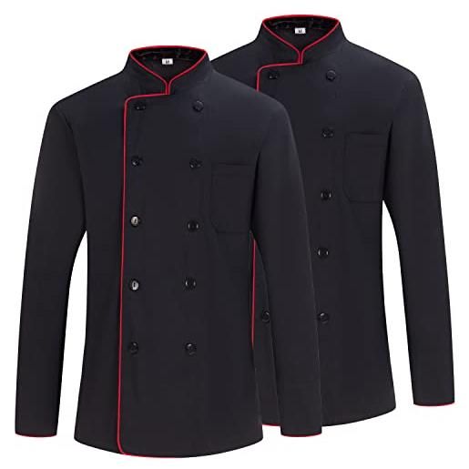 MISEMIYA - confezione 2 unità -veste de chef pour hommes - veste de chef pour hommes - uniforme d'accueil - ref. 842b - large, giacca da cuoco 842b - nero