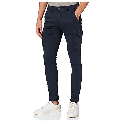 Replay pantaloni cargo da uomo jaan slim-fit hyperflex con elasticità, nero (nero 040), 33w / 32l