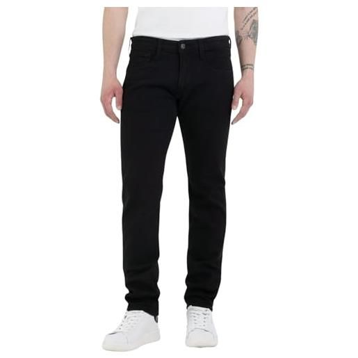 Replay jeans da uomo slim fit anbass con power stretch, grigio (dark grey 097), w34 x l34