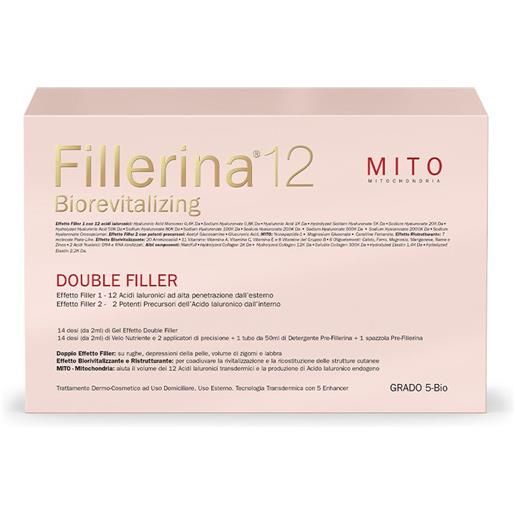 Fillerina 12 mito biorevitalizing double filler grado 5 bio trattamento intensivo detergente + gel + velo nutriente