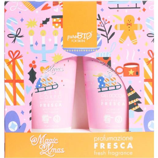 Purobio for skin kit gel doccia e latte corpo fragranza fresca 75ml