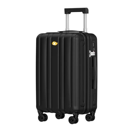 MGOB valigia bagaglio a mano 15pc trolley rigido valigie da cabina 4 ruote universale tsa lucchetto ultra leggero (nero, 55cm)