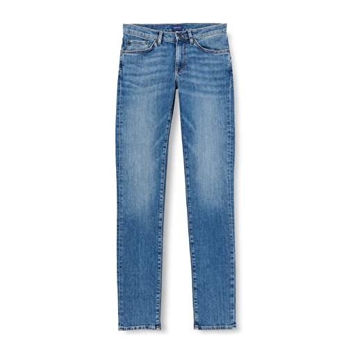 GANT hayes GANT jeans, pantaloni eleganti da uomo uomo, blu ( mid blue worn in ), 31