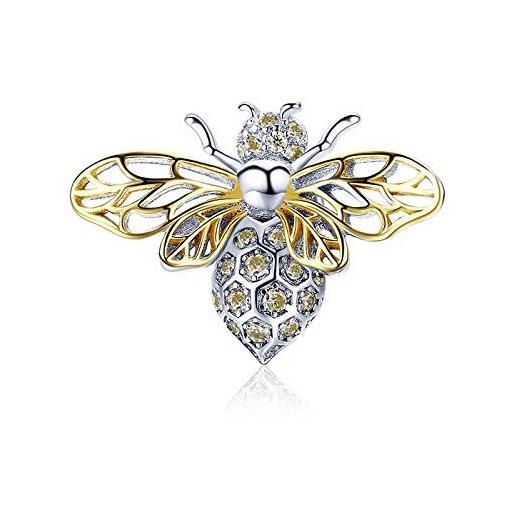 LaMenars - ciondolo a forma di ape regina in argento sterling 925, compatibile con braccialetti e collane chamilia e europei