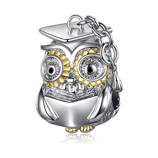 LaMenars owl charm for 925 sterling silver per le donne bracciali e collane pendente pendente per il giorno di natale san valentino festa della mamma regali per le ragazze