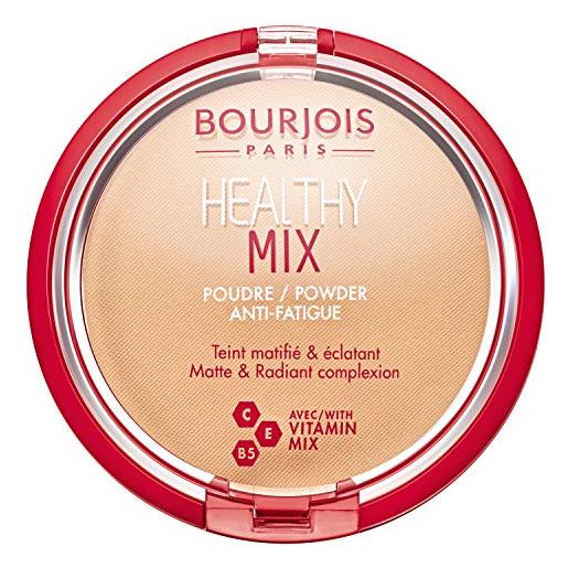 Bourjois - cipria compatta healthy mix zero segni di stanchezza - formula opacizzante e uniformante con vitamine a, e e b5 - 02 light beige - 11 g