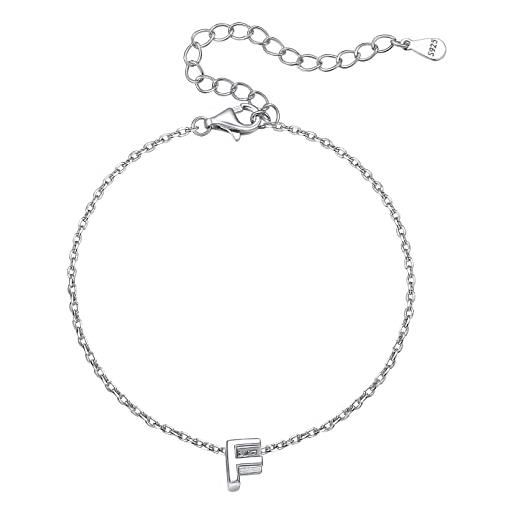 ChicSilver bracciale donna argento 925 con iniziale f bracciale argento 925 donna con lettera f bracciale donna regolabile con f con confezione regalo