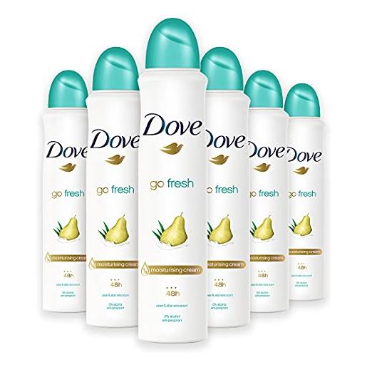 Dove go fresh deodorante spray aleo & pera, maxi formato, 6 pezzi da 250 ml