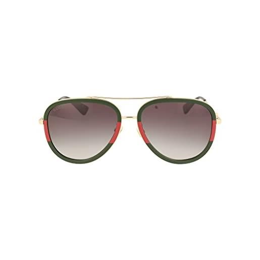 Gucci gg0062s-003 occhiali da sole, marrone (dorado/verde/rojo), 57 unisex-adulto
