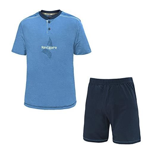 Navigare pigiama/homewear manica corta cotone jersey art. 140773 (bluette melange - 48 / m)