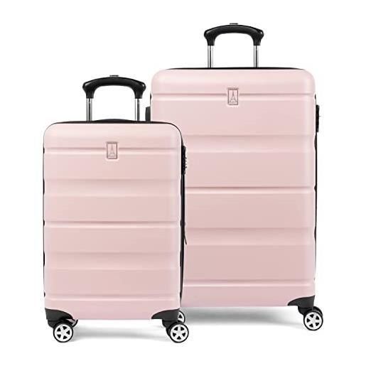 Travelpro runway - set di 2 valigie, bagaglio a mano e convertibile, da medio a grande, con lato rigido, espandibile, rosa cipria, 2-piece set (20/25), runway - set di 2 valigie rigide