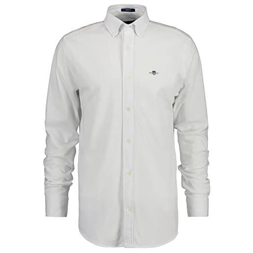 GANT reg jersey pique shirt, camicia elegante uomo, bianco ( white ), l