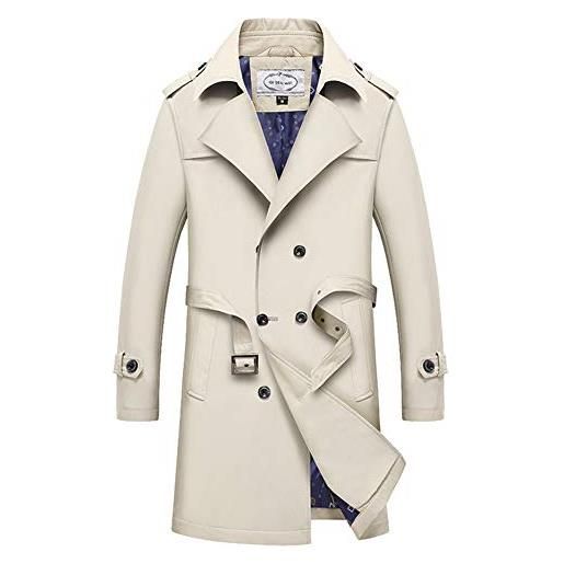JIANYE trench coat uomo giacca vestibilità slim trench lungo classico leggero cappotto trench con cintura nero 3xl