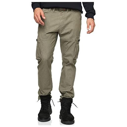 Indicode uomini analia cargo pants | pantaloni cargo in cotone con 6 tasche dk grey l